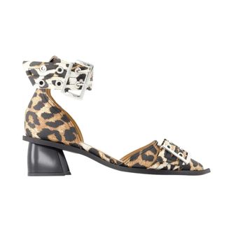 Ganni Leopard Print Block Heel Sandals - female - Ganni - Pumps - Multicolor - 4 UK - Shoes