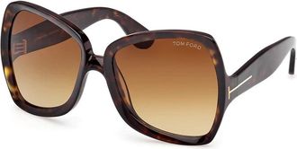 Tom Ford JERRY Brown Gradient Irregular Ladies Sunglasses FT1222 52F 60