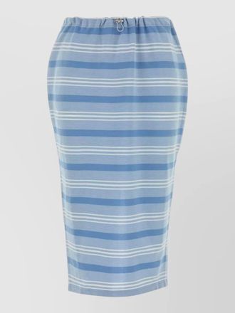 Prada embroidered piquet midi skirt striped waistband