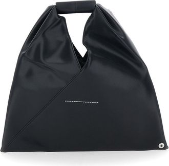 Maison Margiela Girls Handbag Triangular Silhouette Black Leather Shoulder Bags