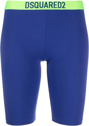 Dsquared2 Logo-waistband Cycling Shorts - Dames - Trainingsbroeken - Blauw - M - Nylon - Fitness