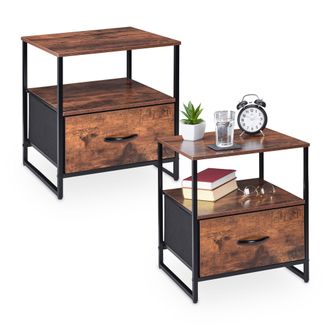 Relaxdays Relaxdays - Mesita De Noche Con Caj&oacute;n, Mesilla De Dormitorio, Mesa Auxiliar De Cama, 50 X 45 X 42,5 Cm, Negro/marr&oacute;n