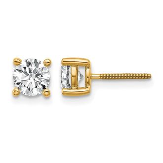 Diamond2Deal 14k Yellow Gold 1 ct Round Lab Grown Diamond Stud Earrings Screw Back VS Clarity, G-H Color