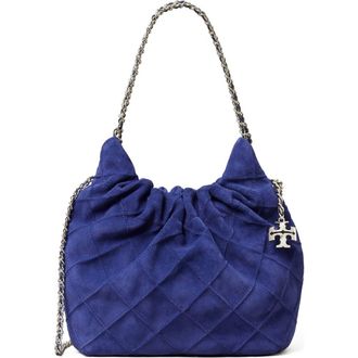 Tory Burch Fleming Suede Mini Hobo in Ballpoint Blue at Nordstrom