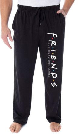 Intimo Friends The TV Series Mens Classic Logo Loungewear Sleep Pajama Pants (Small) Black