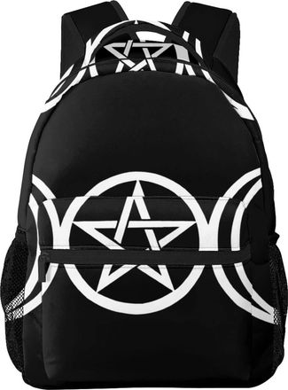 AOOEDM Durable College Backpack Lightweight for Teens Women Men, Large Capacity and Comfortable Bookbag Rucksack Triple Moon Pentacle Pagan Laptop Backpack f