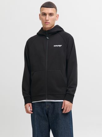 Jack & Jones Kapuzensweatshirt JACK & JONES JJTHATCHER SWEAT ZIP HOOD, Herren, Gr. XS, schwarz, angeraute Sweatware, Obermaterial: 65% Polyester, 35% Baumwolle, be