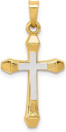 Diamond2Deal 14k Yellow Gold Rhodium Hollow Cross Pendant
