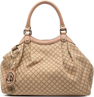 Gucci Borsa tote Diamante Sukey media in tela 2000-2015 - Marrone