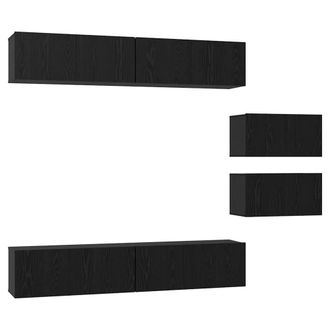 Berkfield Home TV Cabinet 6 pcs Black oak 80 x 30 x 30.5 cm Engineered wood