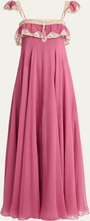 Chlo&eacute; Flou Lace-Trim Maxi Dress