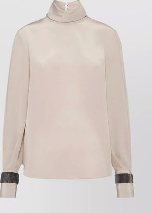 Brunello Cucinelli embellished cuffs high neck blouse