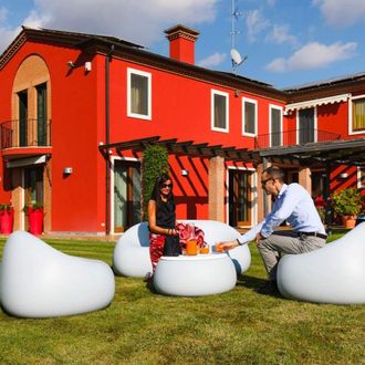 Plust Sof&aacute; Exterior 2 Plazas Dise&ntilde;o Polietileno Jard&iacute;n Terraza Gumball D1 Color: Blanco