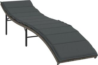 vidaXL Tumbona Con Coj&iacute;n Rat&aacute;n Sint&eacute;tico Gris 55x199x50 Cm Vidaxl