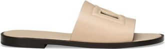 Dolce & Gabbana embossed-logo leather slides - men - Lambskin/CALFSKIN/CALFSKIN/Leather - 41.5 - Neutrals