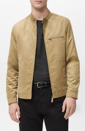 Mango Faux Suede Biker Jacket in Beige at Nordstrom, Size Xx-Large