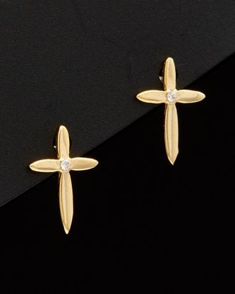 Italian Gold, Inc 14K Italian Gold Cz Cross Studs