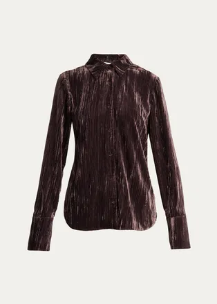 Proenza Schouler Madi Crinkled Button-Front Top