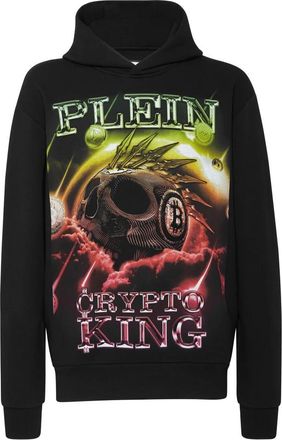 Philipp Plein Crypto King Hoodie - Heren - Hoodies - Zwart - 3XL - Katoen - Hoodies & sweatvesten