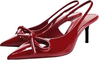 Generic Women Luxury Patent Leather High Heel Sandals Pointed Toe Wedding Party Dress Shoes Red