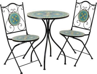 Wanderlust Deco Conjunto de mesa y 2 sillas de metal multicolor