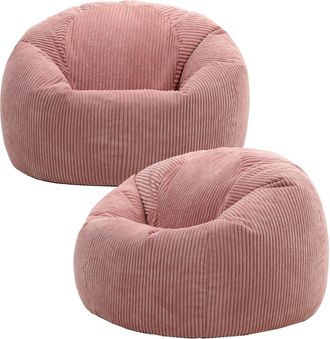 Icon Brand Kingston Classic Beanbag, Corduroy 2 Pack in Light Pink