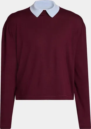 Jil Sander Men & apos;s Contrast Collar Wool Sweater