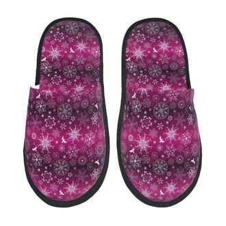 Generic Snowflakes And Christmas Women Men House Slippers Fuzzy Slippers Warm Sliders For Bedroom Winter Outdoor M