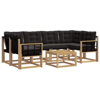 vidaXL Conjunto De Sof&aacute;s De Exterior Con Coj&iacute;n 7 Pcs Blanco Y Negro Vidaxl