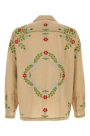 Baziszt Mens Beige Cotton Blend Curiosa Shirt Exterior: Hemp Camicie