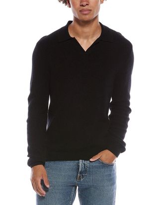 Amicale Cashmere Ribbed Cashmere Polo Shirt