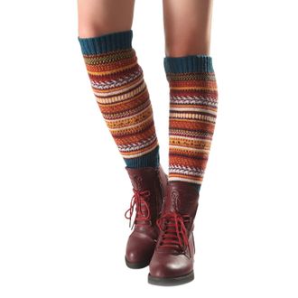 Generic Leg Warmers Mens Wool Men 80s Party Ribbed Knit Dance Sports Leg Warmer Winter Sock 3 N (Blue, One Size)