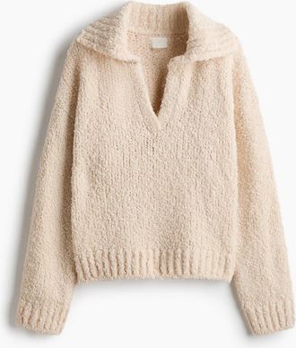 H&M Oversized Collared Jumper in Light Beige at Nordstrom, Size Xx-Large