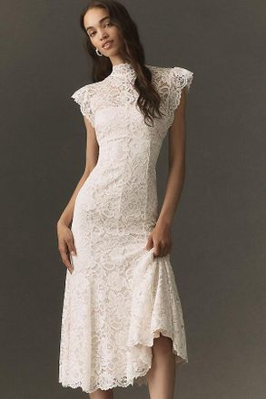 BHLDN Lace Fit-and-Flare Midi Dress