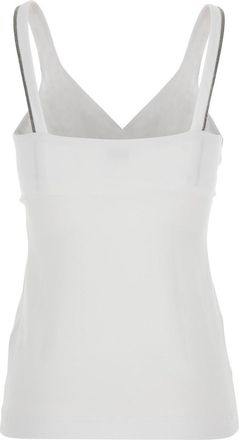 Brunello Cucinelli Womens Top V-Neck White Cotton Tops