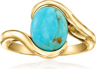 Ross-Simons Turquoise Swirl Ring in 18kt Gold Over Sterling