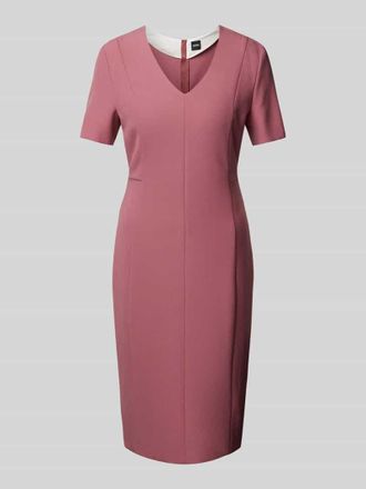 HUGO BOSS Knielanges Kleid mit V-Ausschnitt Modell Damaisa in Altrosa, Größe 40