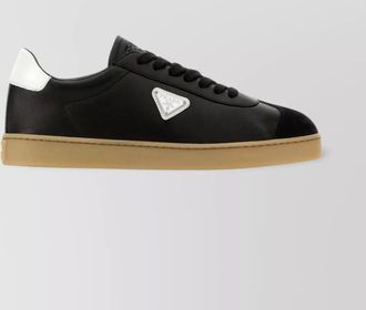 Prada nappa leather sneakers round toe low-top silhouette