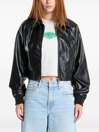 Calvin Klein crinkle jacket - women - Polyurethane/Polyester - M - Black