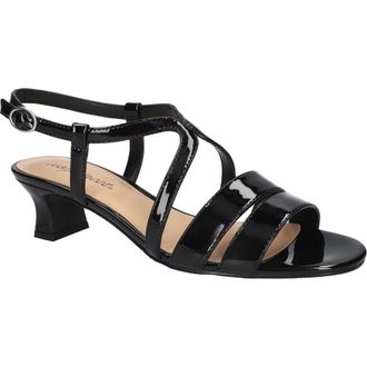 Easy Street Blissful Ankle Strap Sandal in Black Patent at Nordstrom, Size 9.5