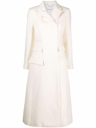 Ferragamo double breasted long coat - women - Viscose/Virgin Wool/Cashmere - 40 - White