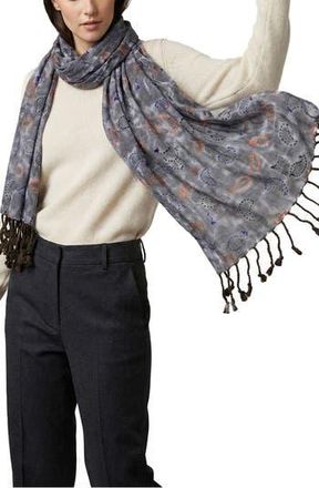 Saachi Mix Print Fringe Scarf in Grey at Nordstrom Rack