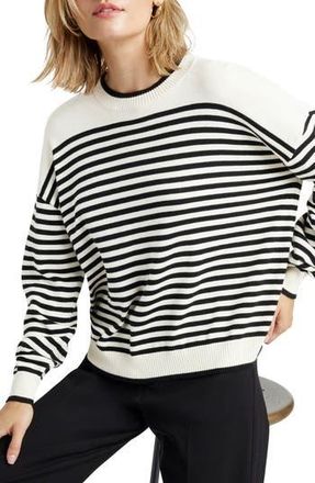 Splendid Sabrina Stripe Sweater in Black/Ice Stripe at Nordstrom Rack, Size X-Small