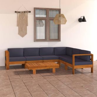 vidaXL Vidaxl - Muebles De Jard&iacute;n 7 Pzas Con Cojines Gris Oscuro Madera Acacia