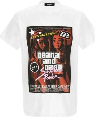 Dsquared2 Mens Printed Crewneck T-Shirt In White Multi