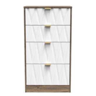 Welcome Furniture Ottawa Ready Assembled 4 Drawer Deep Midi Chest in White Matt & Vintage Oak - Welcome Furniture | TJ Hughes