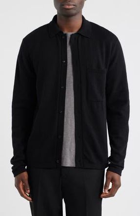 Merz b. Schwanen Relaxed Fit Merino Wool, Silk & Cashmere Cardigan in Deep Black at Nordstrom Rack, Size Xx-Large