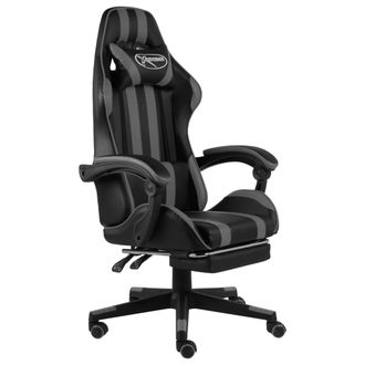 vidaXL Silla Gaming Con Reposapi&eacute;s Cuero Sint&eacute;tico Negro Y Gris Vidaxl