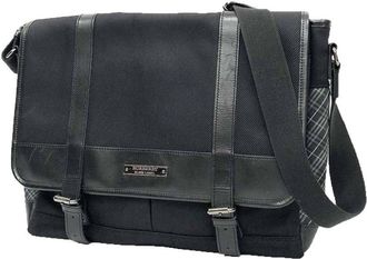 Burberry Black Nylon Canvas Leather Messenger Bag Shoulder Bag (Pre-Owned)