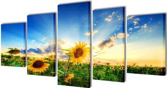 vidaXL Set Decorativo De Lienzos Para La Pared Modelo Girasoles, 200 X 100 Cm Vidaxl